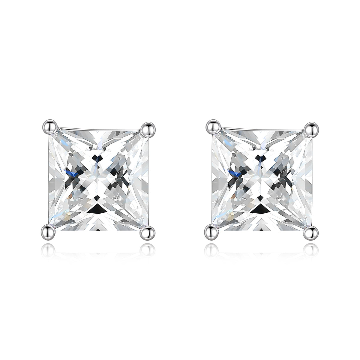 S925 Silver Square 7x7mm Moissanite Stud Earrings