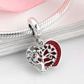 S925 Sterling Silver Red Hollow Tree of Life Pendant