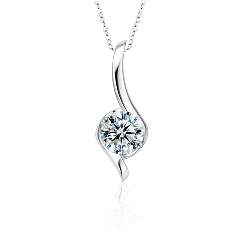 S925 Sterling Silver Moissanite Twisted Pendant Necklace