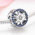 S925 Sterling Silver Ice Crystal Snowflake Blue Zircon Inlaid Bead Pendant