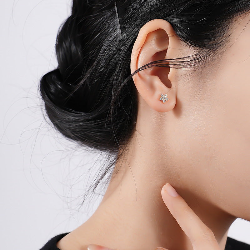 S925 Sterling Silver Flower Stud Earrings