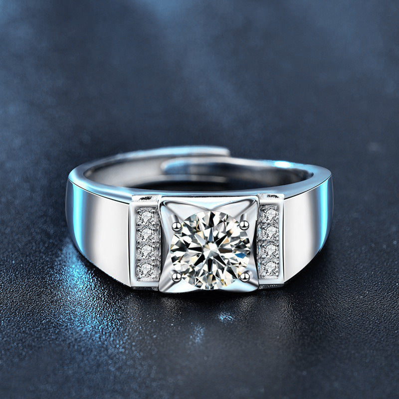 S925 Sterling Silver Four Leaf Clover Moissanite Ring