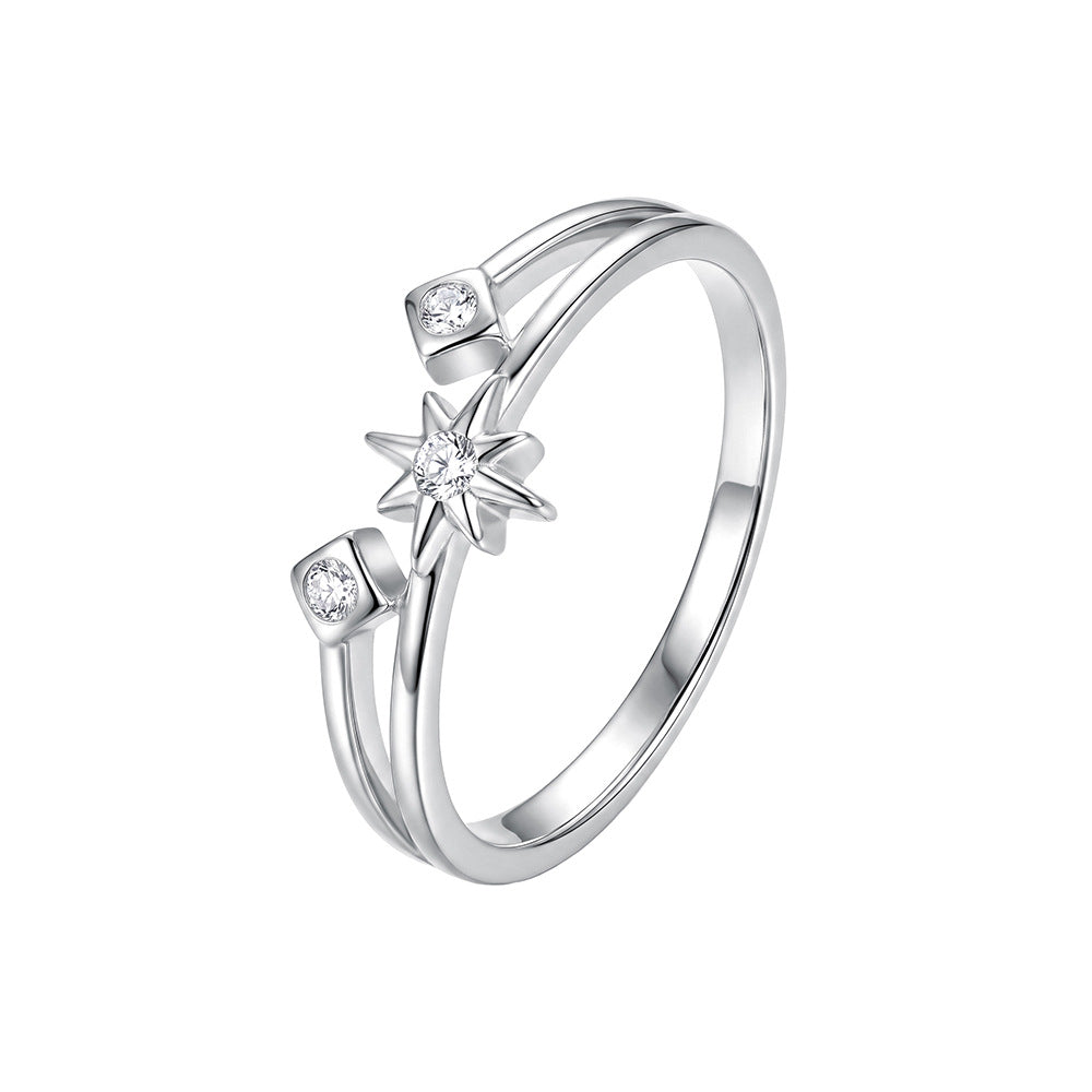 Modern Starburst Layered Ring in 925 Sterling Silver