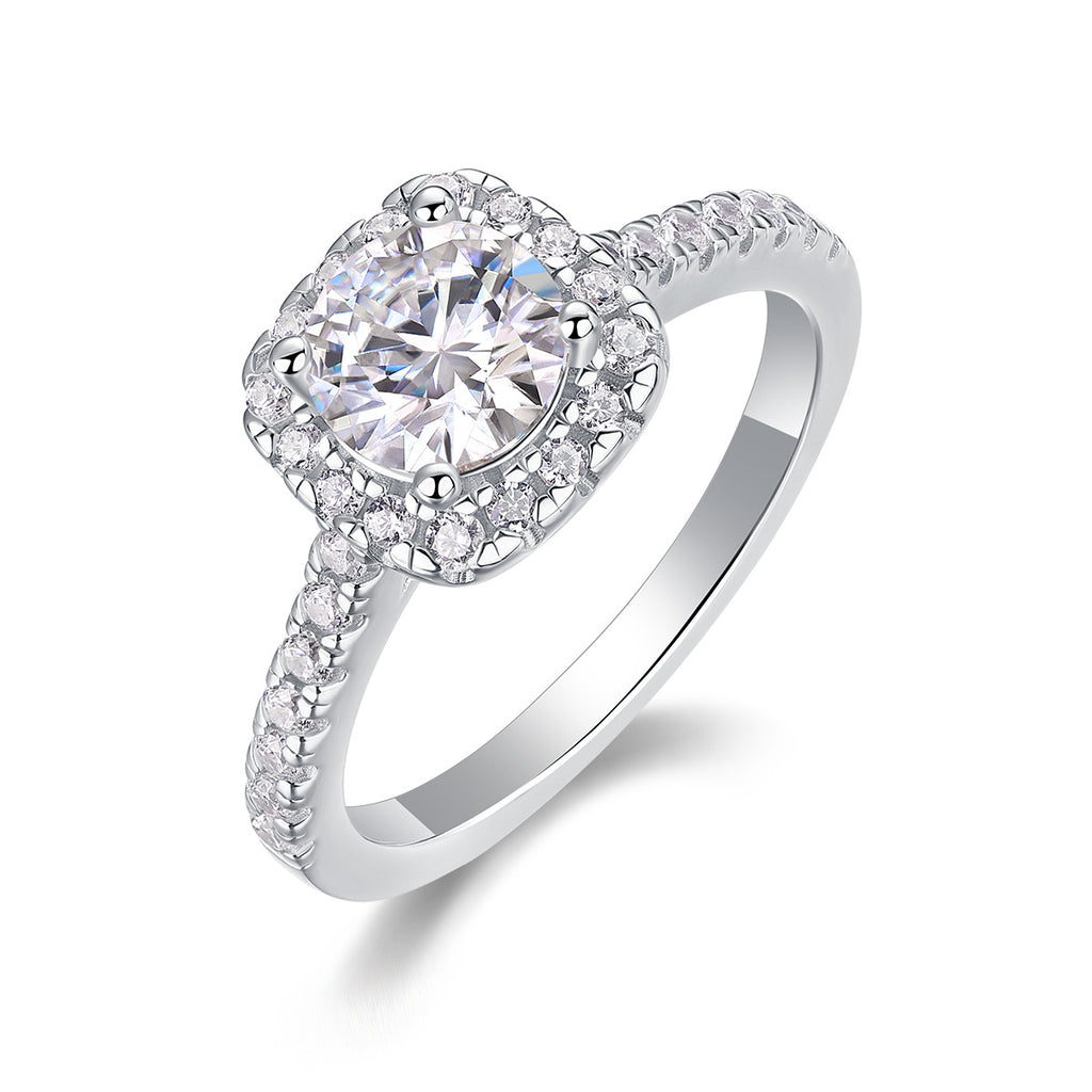S925 Silver "Square Sugar" Moissanite Ring