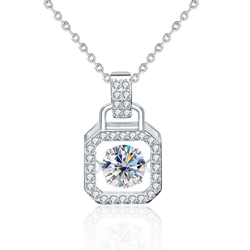 S925 Sterling Silver Moissanite Smart Square Bag Necklace