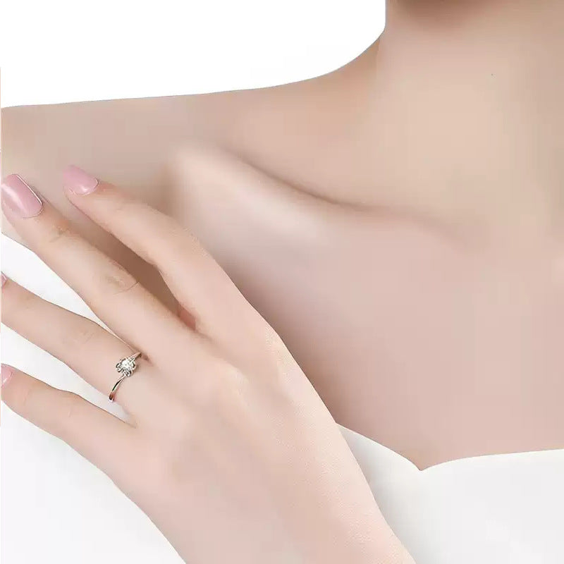 925 Sterling Silver Unique Snowflake Moissanite Ring