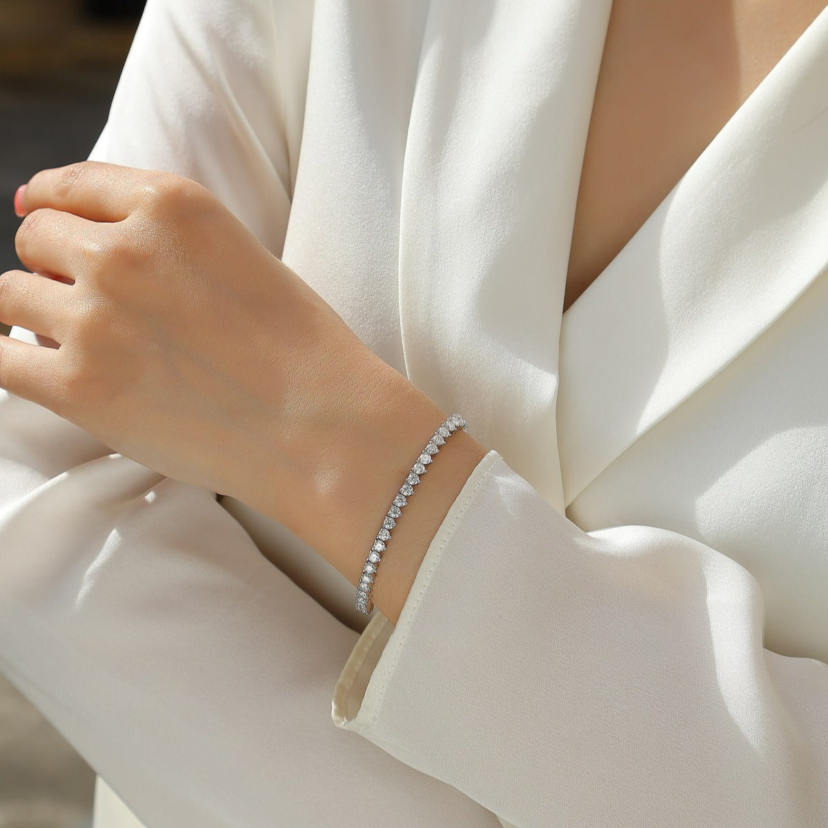 New S925 Sterling Silver Moissanite Bracelet