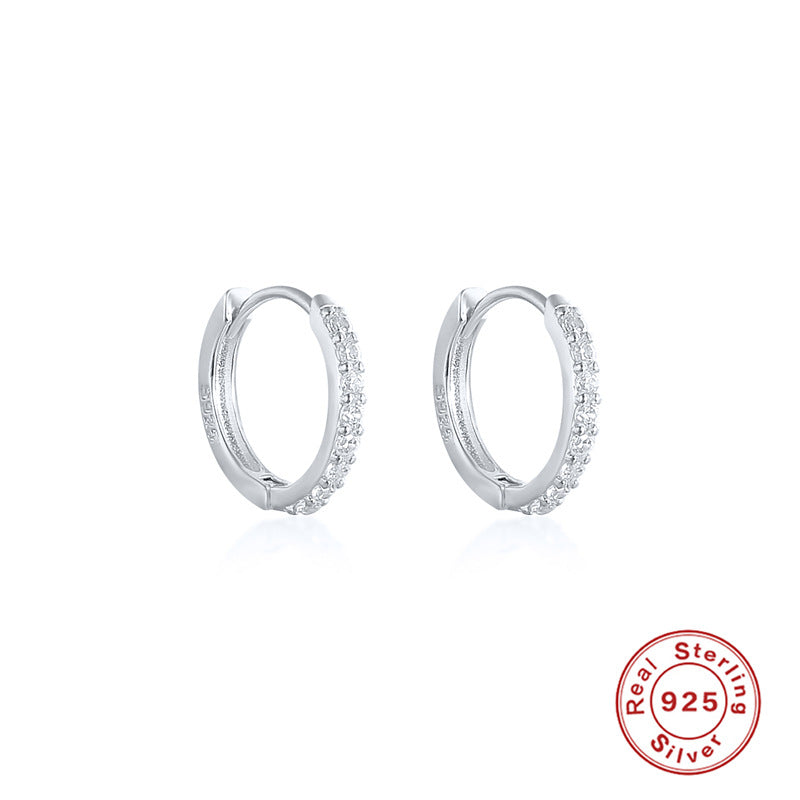 925 Sterling Silver & Zircon Hoop Earrings (men and women)