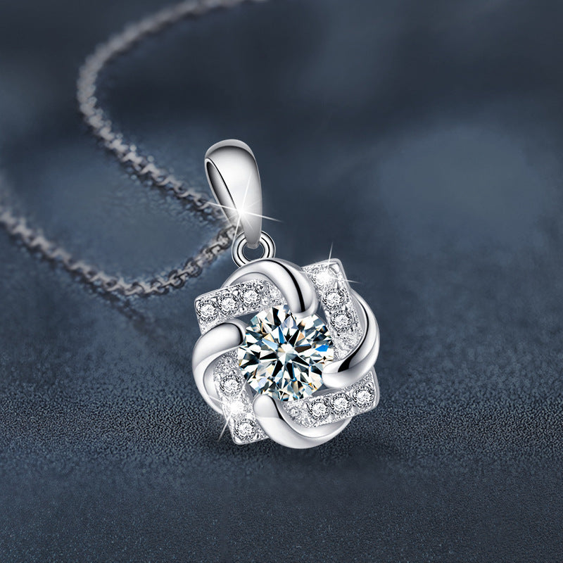 S925 Sterling Silver Moissanite Windmill Pendant Necklace