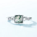 S925 Sterling Silver Sugar Cube Green Moss Ring