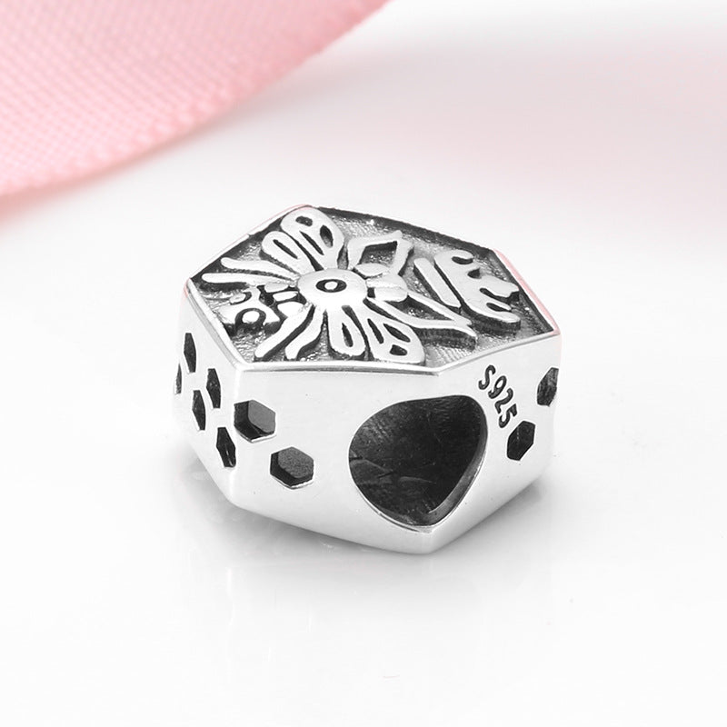 S925 Sterling Silver Bee Bead Pendant