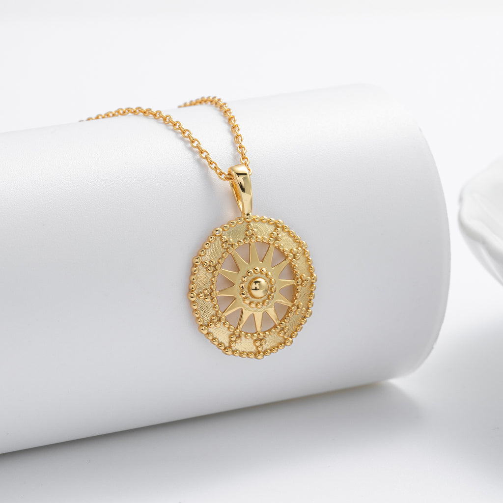 S925 Sterling Silver Creative Hollow Round Pendant Necklace