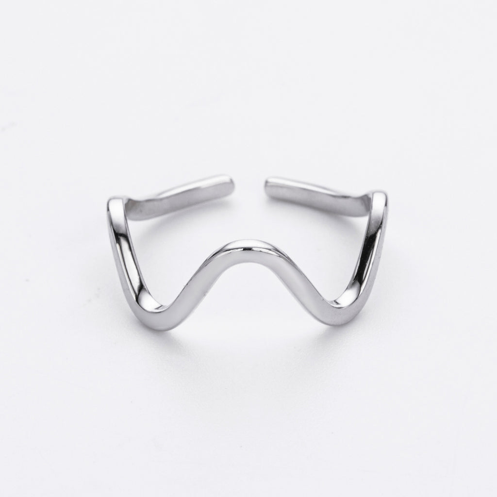 S925 Sterling Silver Ring, Stylish and Simple Wavy Lines
