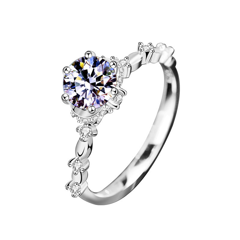 S925 Sterling Silver Moissanite Bridal Bouquet Ring
