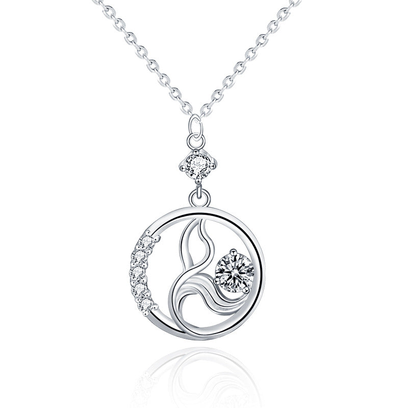 S925 Sterling Silver Moissanite Mermaid Bubble Pendant Necklace