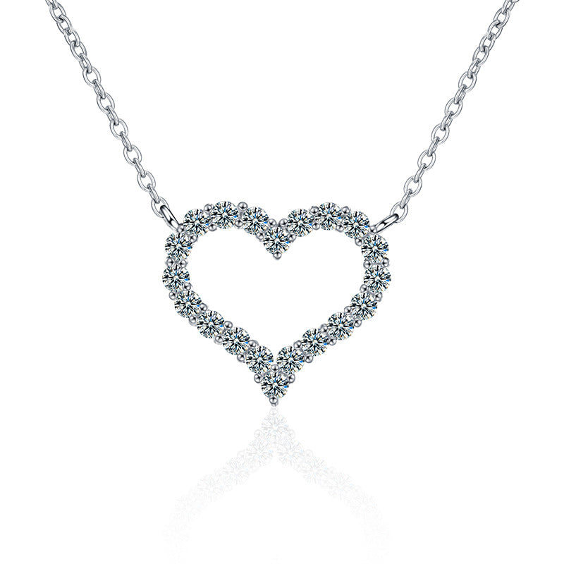 S925 Sterling Silver Moissanite Heart-Shaped Necklace
