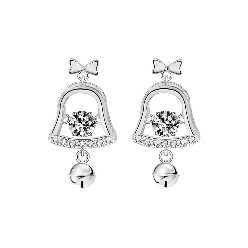 Christmas Earrings Mosan Diamond 925 sterling silver Bell Earrings
