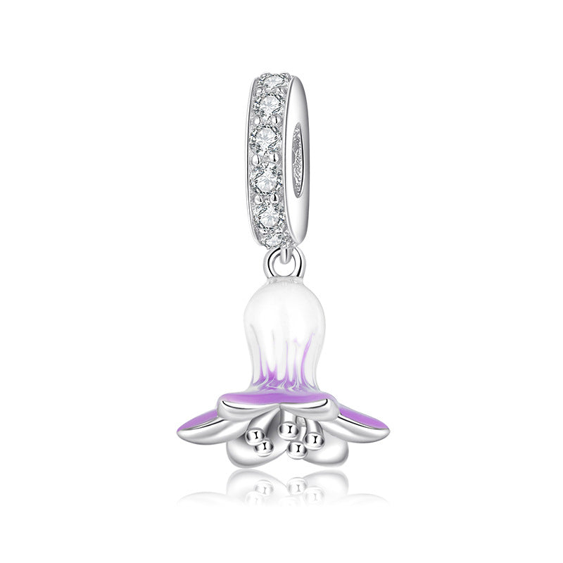 S925 Sterling Silver Purple White Gradient Flower Zircon Pendant