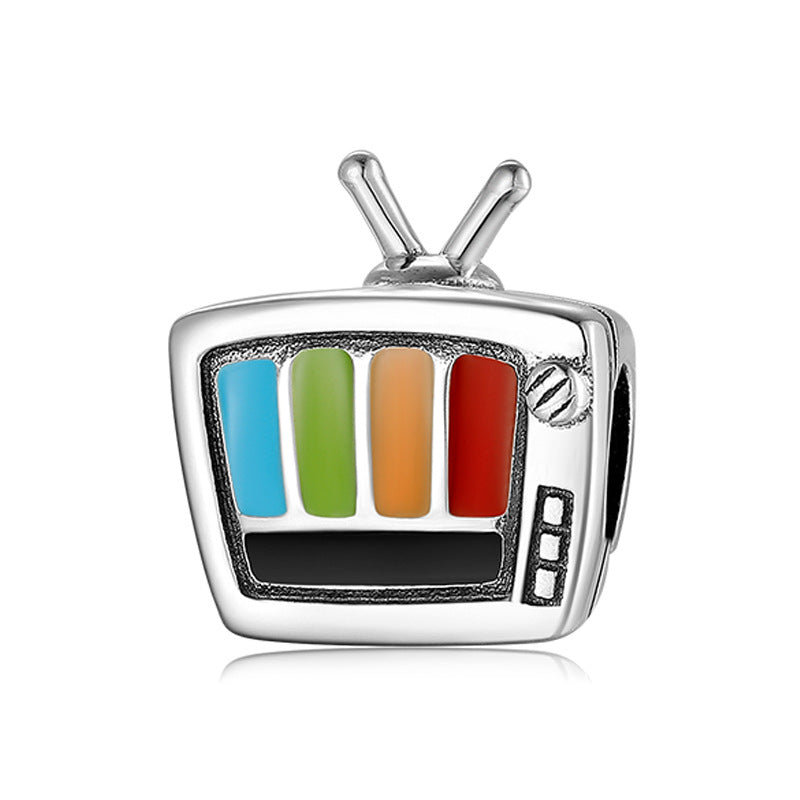 S925 Sterling Silver Vintage TV Beaded Pendant