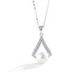 S925 Sterling Silver Moissanite V-Shaped Pearl Necklace