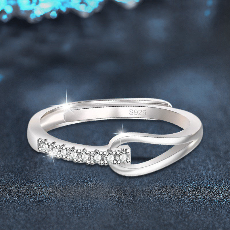 S925 Sterling Silver Moissanite Hollow Ring