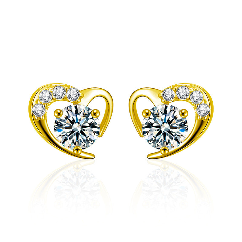 Moissanite S925 sterling silver heart-shaped earrings