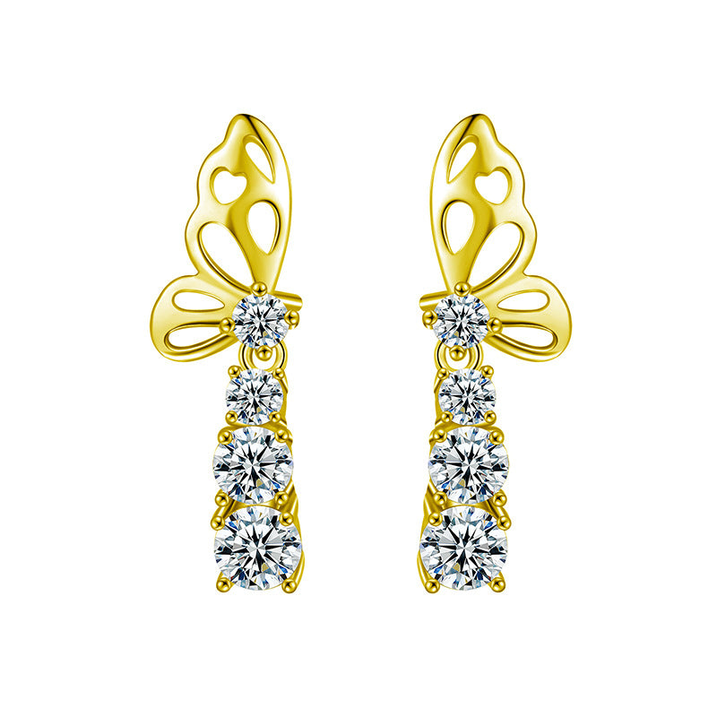 S925 Sterling Silver Moissanite Butterfly Tassel Earrings