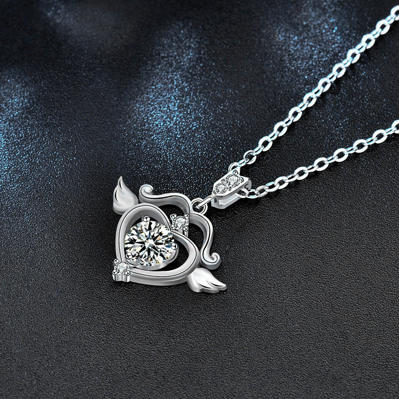 S925 Sterling Silver Moissanite the Arrow of Love Necklace