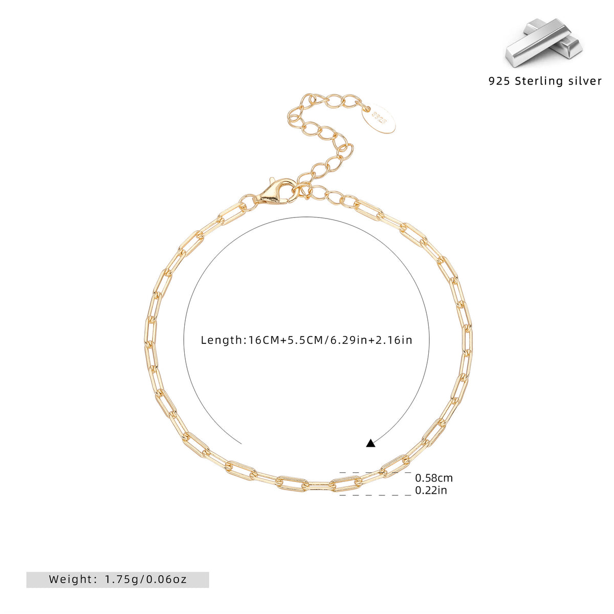 S925 Sterling Silver Cube Bracelet