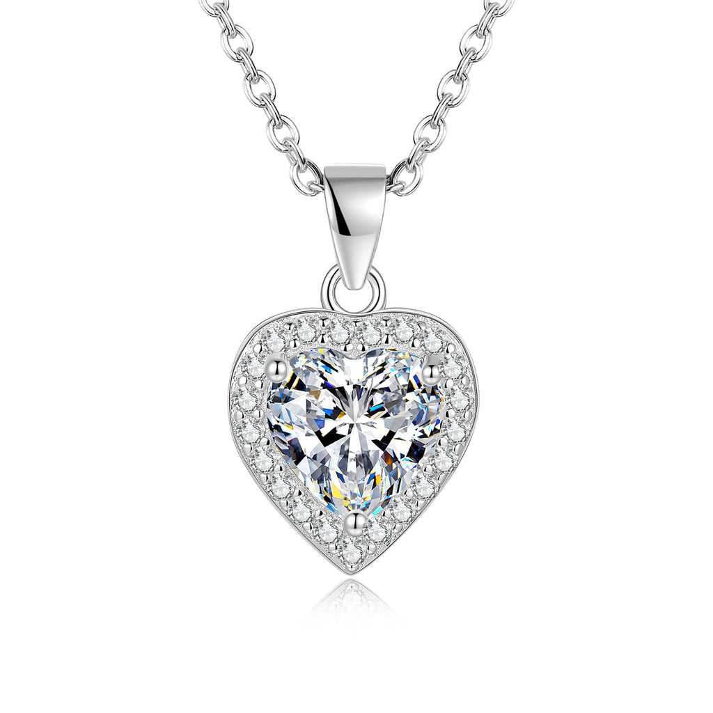 S925 Sterling Silver Heart-Shaped Moissanite Pendant Necklace
