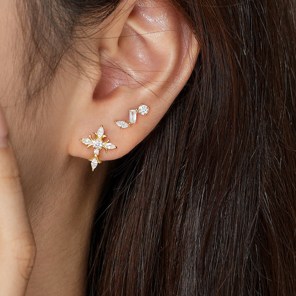 S925 sterling silver earrings set with cubic zirconia