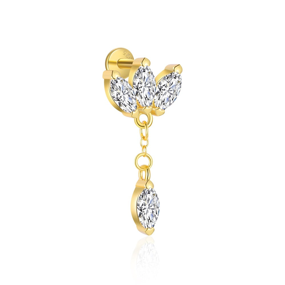 S925 Sterling Silver Zircon Stud Earrings