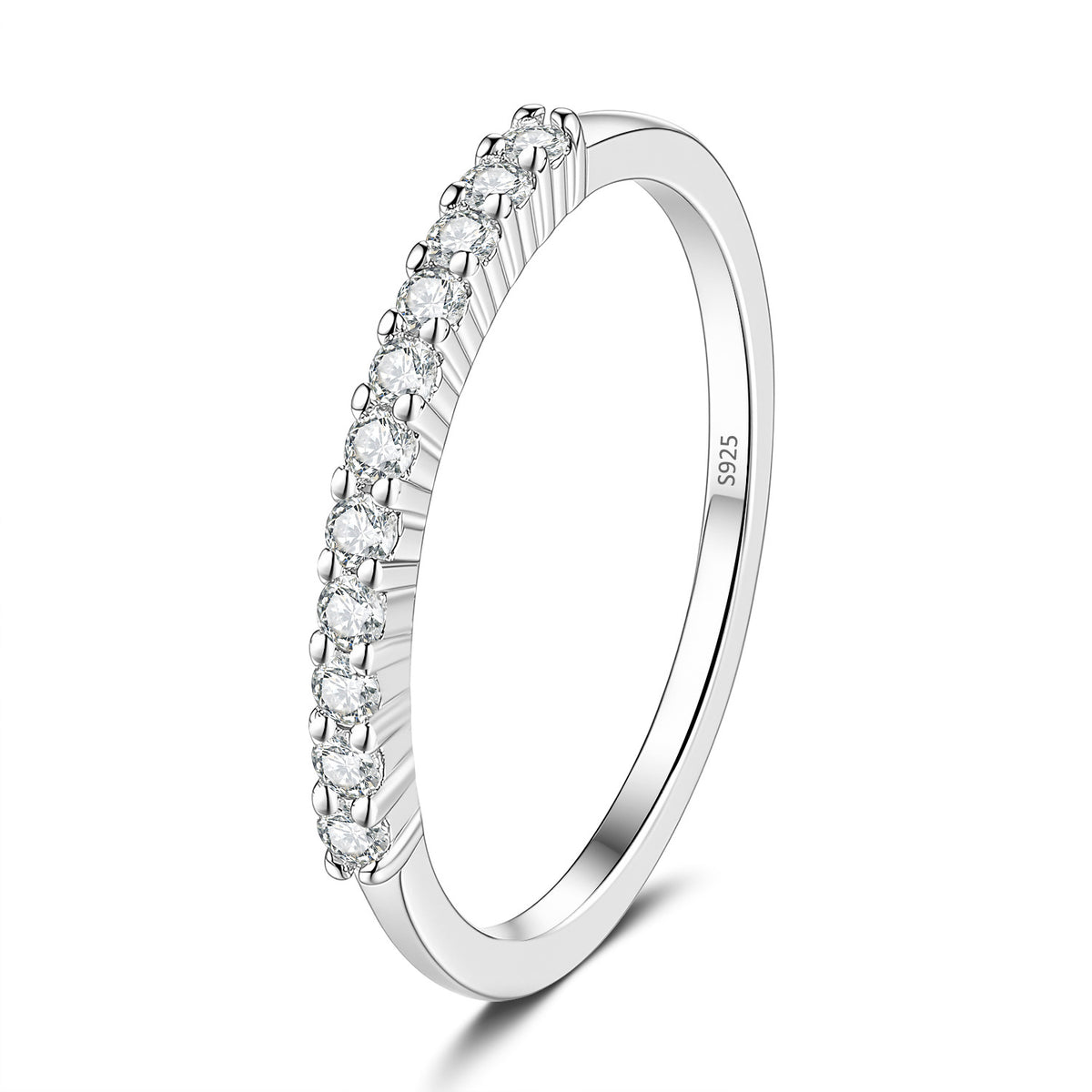 S925 Silver Micro-Pave Moissanite Ring