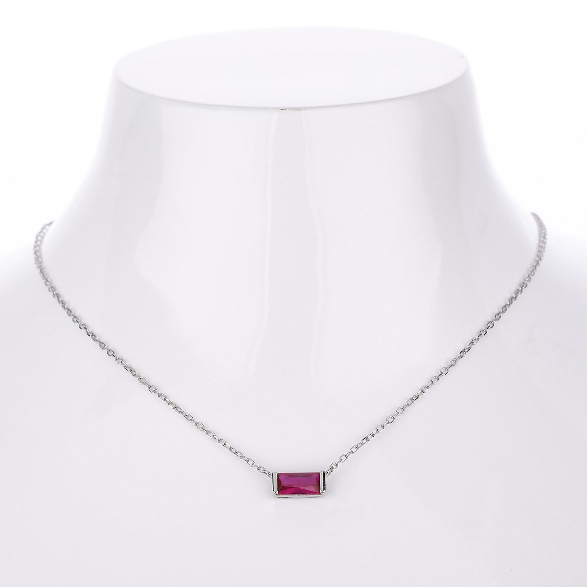 Rectangular colored zircon s925 sterling silver December birthstone collar necklace