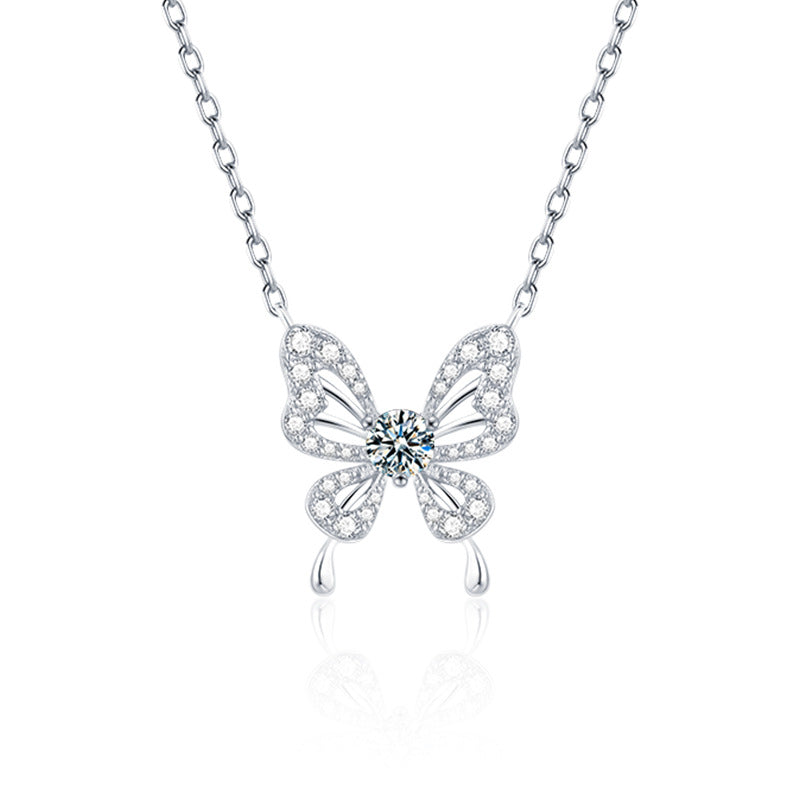 S925 Sterling Silver Moissanite Butterfly Necklace