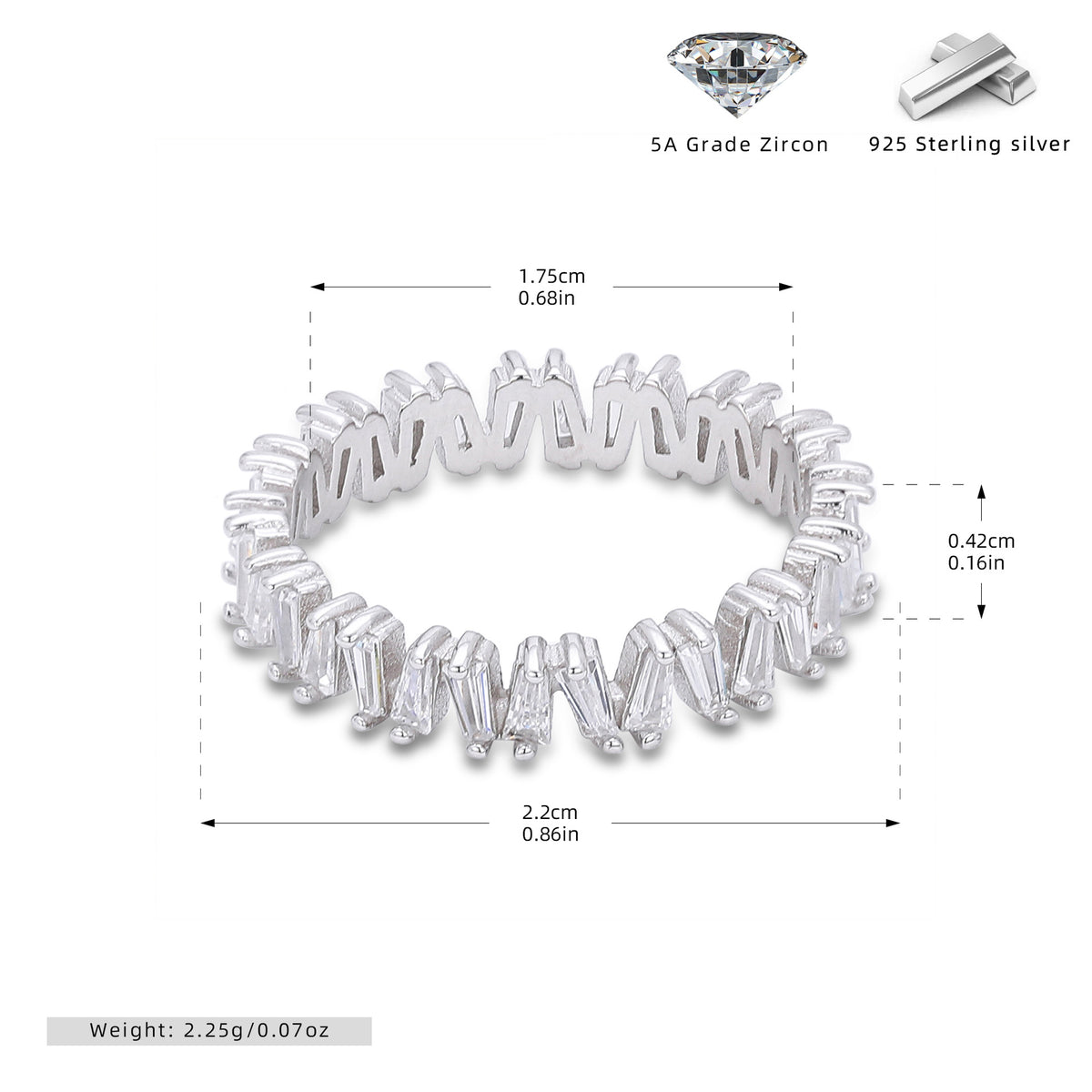 925 Sterling Silver Korean-Style V-Shaped Ring with Inlaid Zirconia