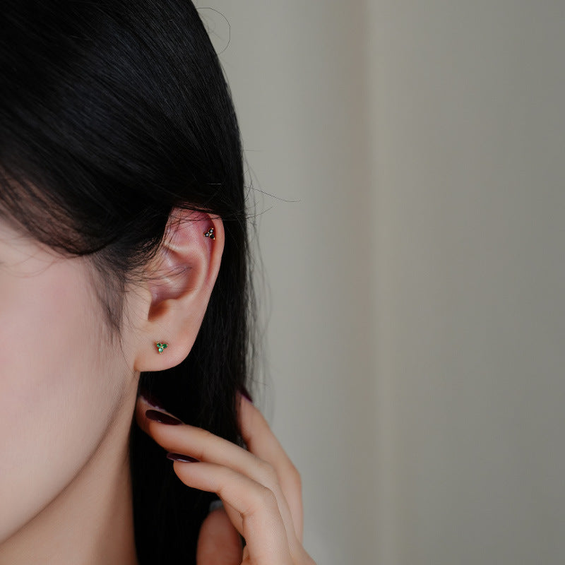 S925 Sterling Silver Colorful Zircon Stud Earrings