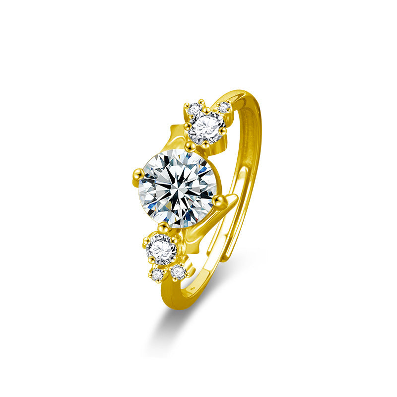 S925 Sterling Silver Moissanite Starry Lovers Ring