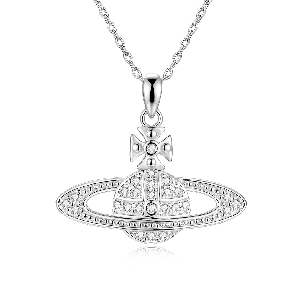 S925 Sterling Silver Moissanite Planet Pendant Necklace