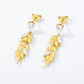 S925 Sterling Silver Gold-Plated Zircon Inlaid Wheat Tassel Earrings