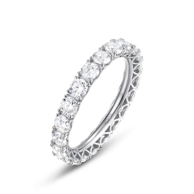 S925 Silver Radiant Moissanite Ring with a Single Halo Setting