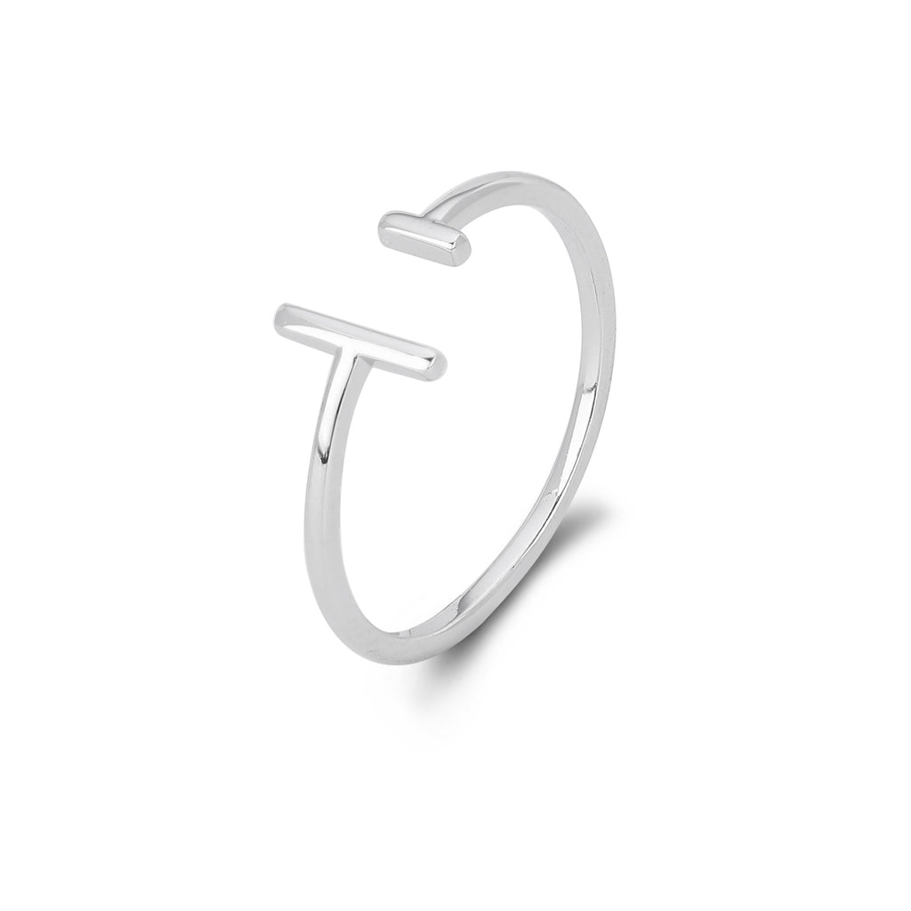 S925 Sterling Silver Simple  Stylish Parallel-Line Open Ring