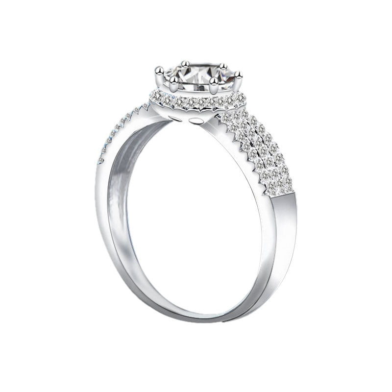 S925 Sterling Silver round Bag Moissanite Ring