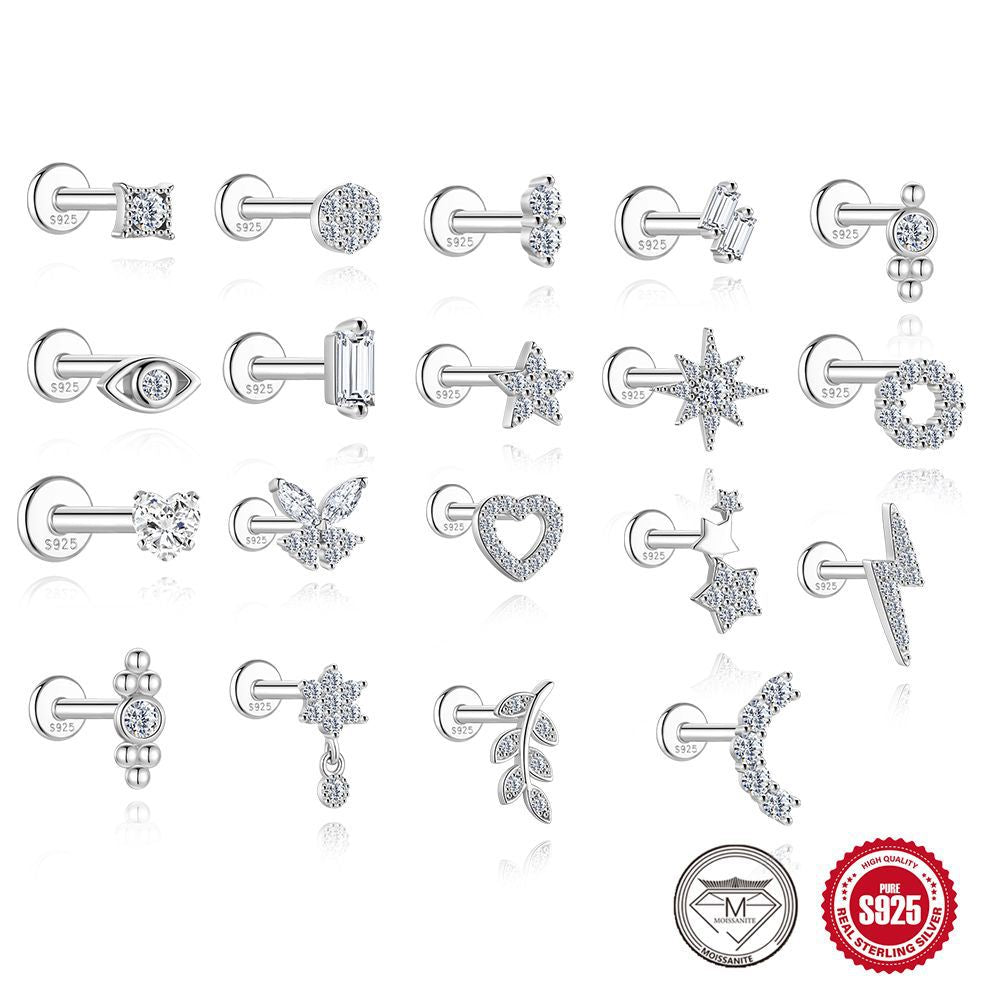 S925 Sterling Silver Moissanite Ear Stud(Single unit)