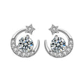 925 Sterling Silver Moissanite Star and Moon Stud Earrings — Exquisite Jewelry