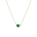 S925 Sterling Silver Emerald Heart-Shaped Zircon Necklace