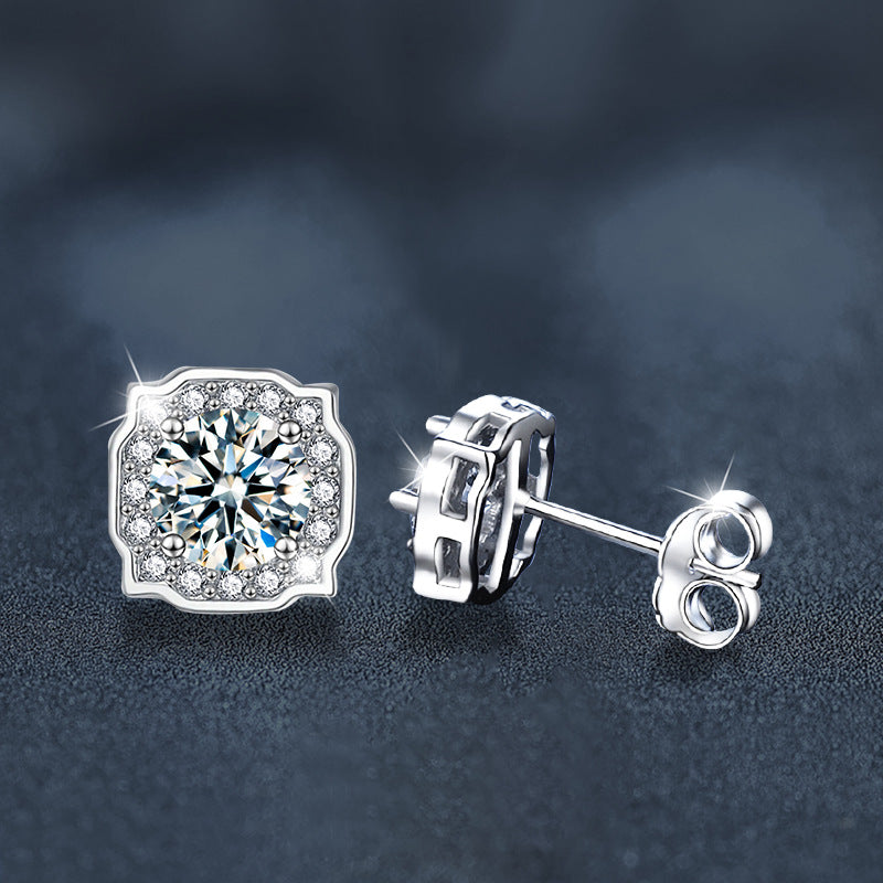 Moissanite & S925 Silver Square Stud Earrings (Harry Winston Style)