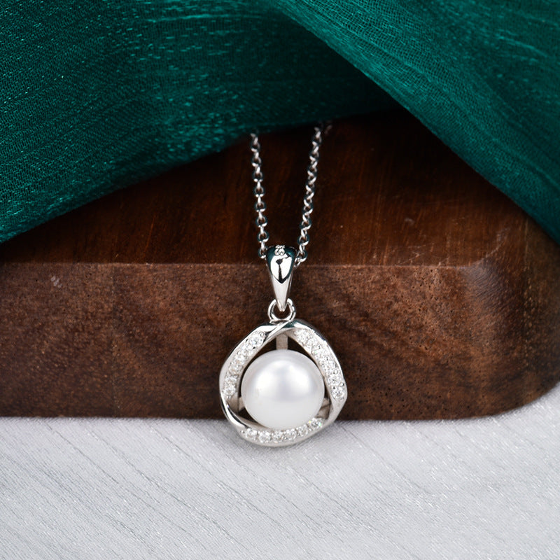 S925 Sterling Silver Moissanite Pearl Necklace