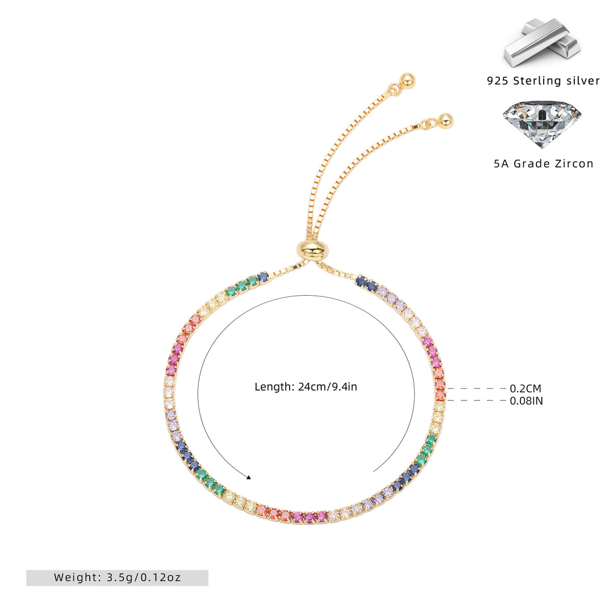 S925 Colorful Zircon Bracelet