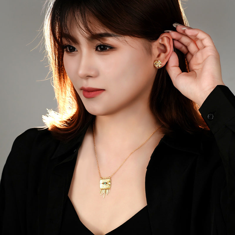 S925 Sterling Silver Necklace Set with Zirconia